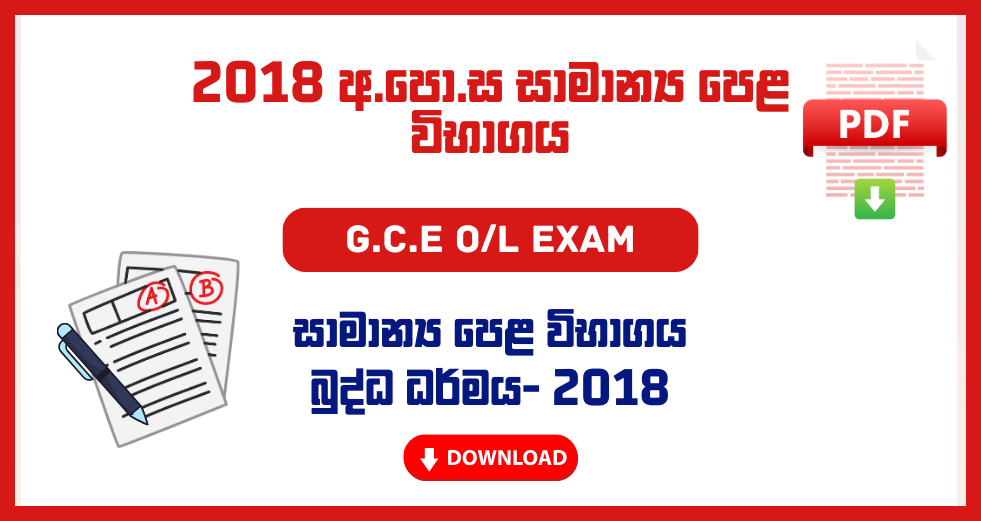 2018 G.C.E O/L Buddhism Past Papers – Sinhala Medium